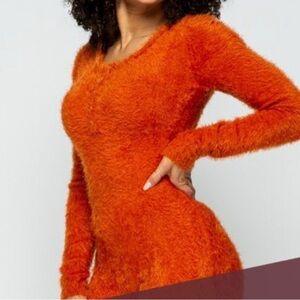 Hera Collection Orange fuzzy‎ romper size S